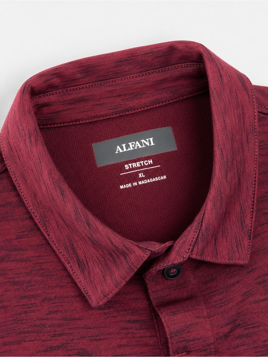 Alfani Other - Alfani Men’s Stretch Polo Shirt XL Burgundy Heathered Space-Dye Short Sleeve